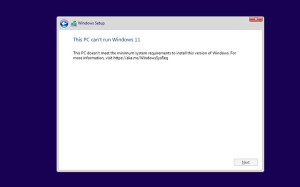 This PC can't run Windows 11!